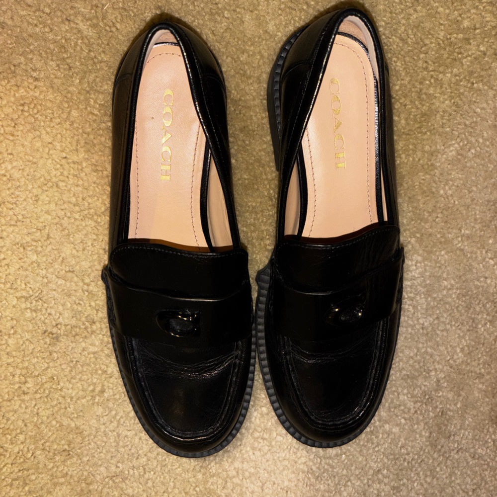 Coach Women's Leah Black Leather Loafers